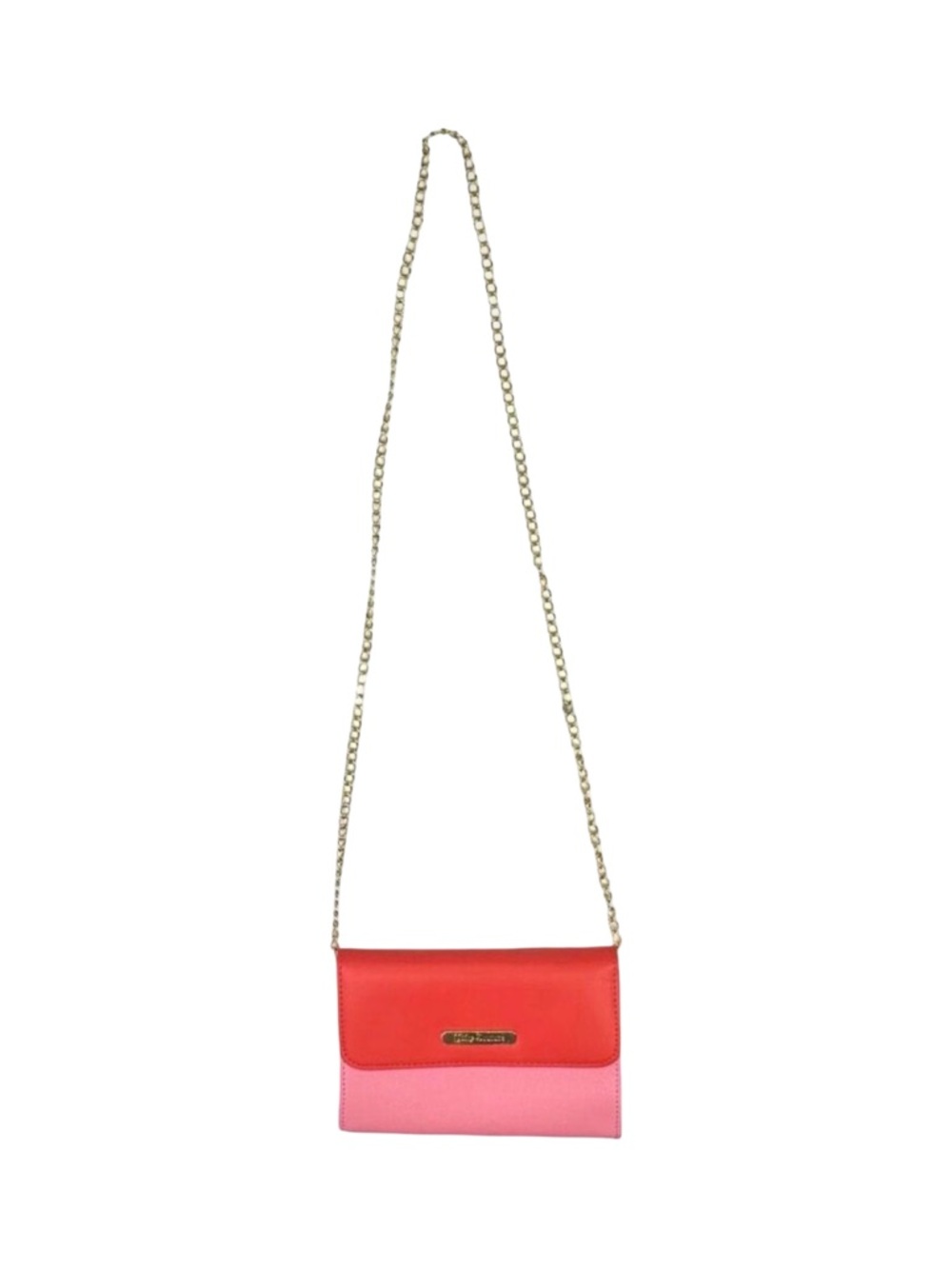 Juicy Couture Oui Pink & Red Crossbody Bag w Gold Chain Strap 7.25”x5.25”x1.25”